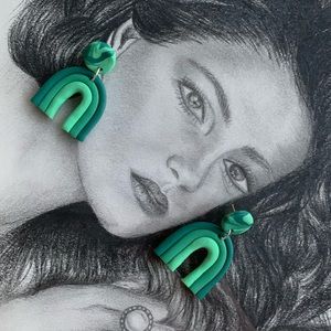 Hand Made Polymer Clay Statement Earrings Modern